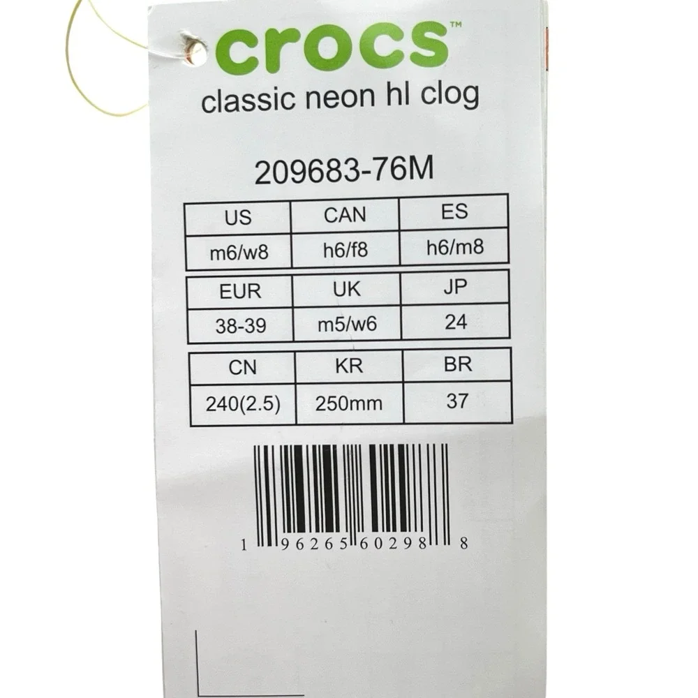 Crocs Mens Classic Slip-on Clogs Size 6 Neon Yellow Glossy Flexible Comfort